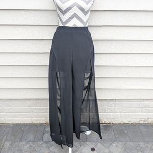 Sheer open front pants with shorts underneath